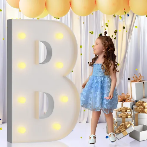 Vista 34 de IMPRSV Letras de mosaico iluminadas de marquesina, 4 pies para globos y fiestas, decoración de kit de arco