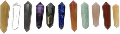 Vista 3 de WholesaleGemShop Hermoso lote de diez piedras preciosas con doble terminación de lápiz de cristal curativo para hombres y mujeres Feng Shui Reiki