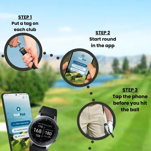 Vista 4 de Sistema de análisis de juego y seguimiento en tiempo real de golf, Golf Tags, Negro, Negro