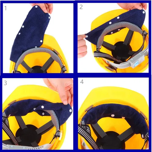 Vista 3 de Vincha antisudor para casco, forro de algodón para casco, vinchas antisudor reutilizables para casco (Azul)