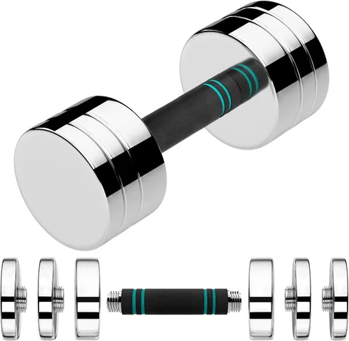 Vista 11 de LIFERUN Single Steel Adjustable Dumbbell, 5/10/15lb Free Weight Single Dumbbell, Non-Slip and Comfortable Foam Handle, Adjustable Single Dumbbell