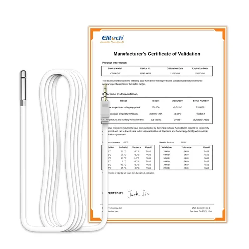 Vista 9 de Elitech Sonda de temperatura dual para RCW-360Pro, -40°F a 176°F, sensor digital de detección automática de cable de 16.4 pies con certificado
