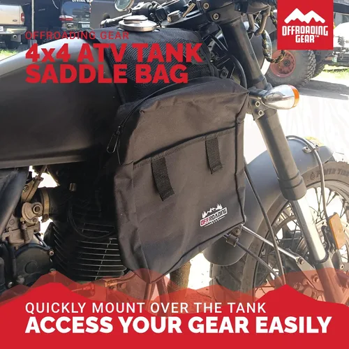 Vista 4 de Offroading Gear Bolsa de sillín trasera y delantera impermeable 4x4 Con dos compartimentos Ideal para ATV UTV Moto Quad Motocicleta Etc.