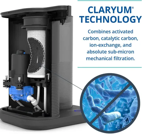 Vista 3 de Sistema de filtro de agua de encimera Aquasana para agua potable - Máquina de agua limpia - Elimina el 97% del cloro - Filtración compacta