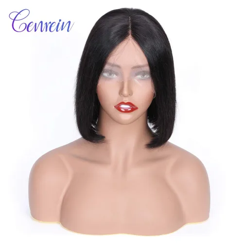 Vista 3 de Pelucas cortas y rectas con encaje frontal de 10 pulgadas, pelucas de cabello humano peruano con encaje frontal para mujer, línea capilar natural