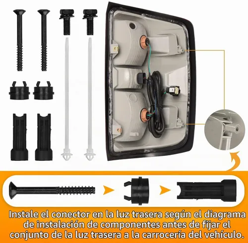 Vista 9 de Conjunto de luz trasera compatible con Chevy Silverado 1500 2500HD 3500HD 3500HD 2014-2019 con arnés de cableado, luces traseras de camioneta