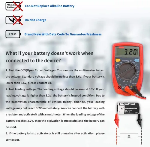 Vista 5 de EEMB ER18505 3.6V A tamaño 4100mAh batería de litio Li-SOCL₂ no recargable