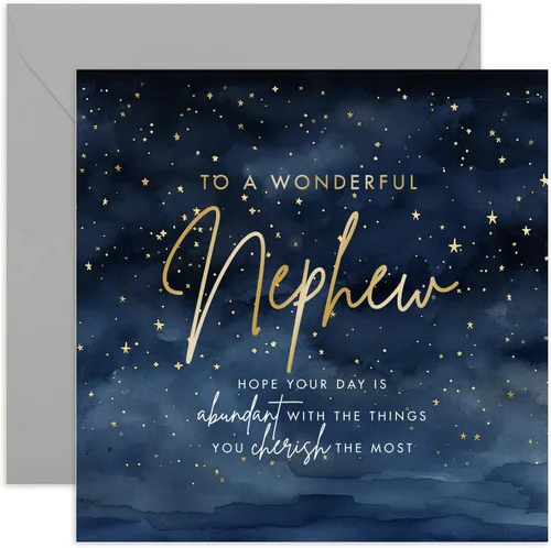 Vista 17 de Tarjeta de cumpleaños para novio, diseño de estrellas maravillosas, tarjeta de cumpleaños masculina para hombres y adultos, diseño de cielo