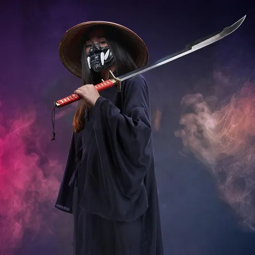 Vista 6 de Chicingyou - Disfraz de Samurai de Halloween de 2 piezas, máscara