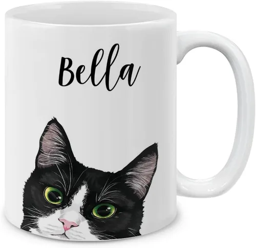Vista 5 de MUGBREW Taza de Café y Té de Cerámica con Gatito Bombay Negro, 11 onzas