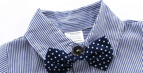 Vista 4 de Conjunto de pantalones cortos azules para bebé, trajes formales para bebés