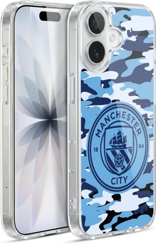 Vista 110 de Head Case Designs Funda de gel con licencia oficial del Manchester City Man City FC Blue Moon Badge Camou [protección de grado militar] compatible