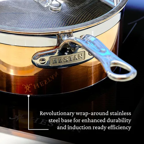 Vista 6 de Hestan - Colección CopperBond - Sartén de cobre 100% puro, compatible con placas de inducción, 2 cuartos de galón