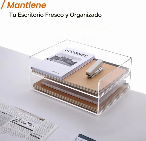 Vista 4 de HeZone - Bandeja organizadora de papel de 2 niveles, organizador