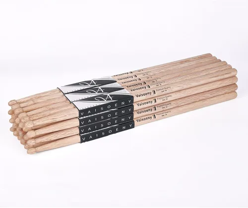 Vista 9 de Baquetas de madera de roble 2B con punta ovalada, 12 pares Durable Heavy Oak Drumsticks for Drums. Classic 2B Size for Metal & Hard rock