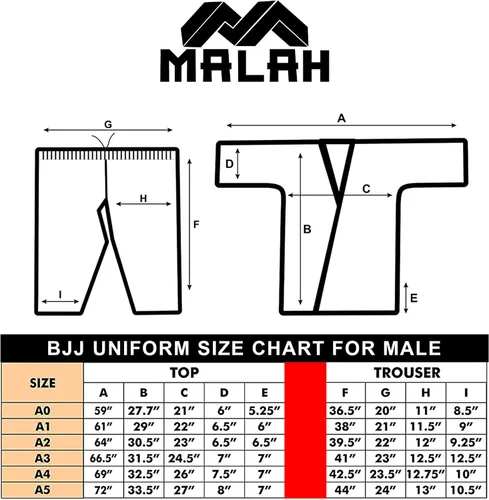 Vista 6 de Malah Bjj Gi Lighwieght Jiu Jitsu Gi para hombres y mujeres con cinturón gratis