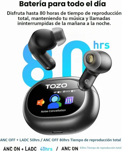 Vista 4 de TOZO Auriculares inalámbricos con cancelación activa de ruido NC20 Pro Negro tinta