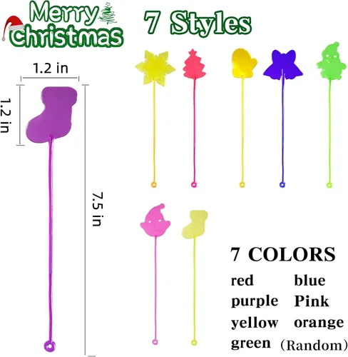 Vista 5 de 42 piezas de juguetes de manos adhesivas de Navidad para niños y niñas, estilos de Navidad, juguetes elásticos para rellenos de calcetines