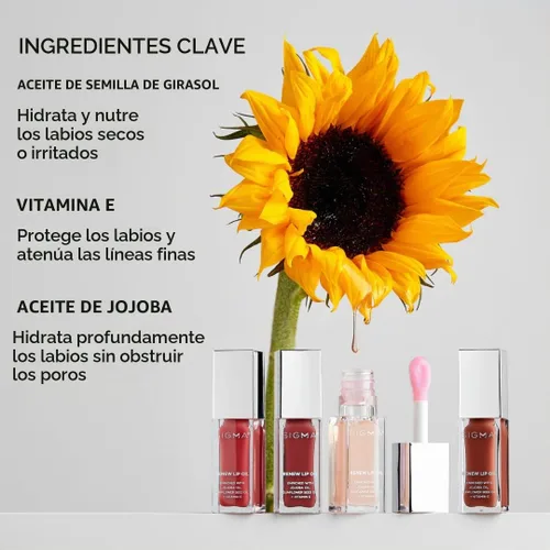 Vista 5 de SIGMA BEAUTY Renueva el aceite de labios, brillo de labios tintado Todo corazón