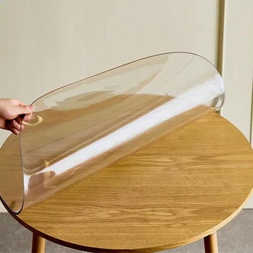 Vista 4 de Protector de escritorio transparente, protector de escritorio de PVC, protector de escritorio, grueso y redondo, de plástico, impermeable