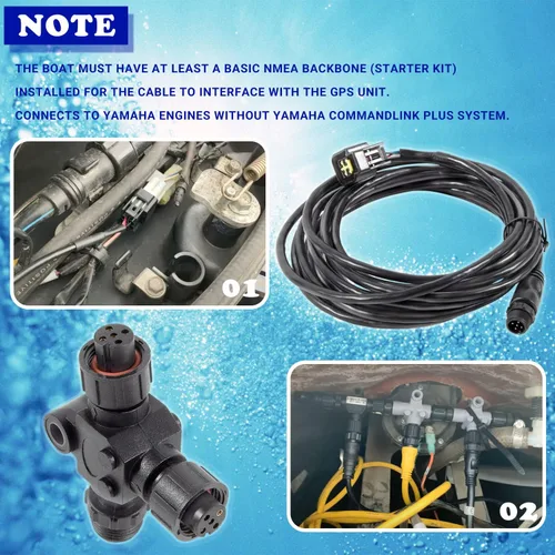 Vista 5 de Repuesto para cable de interfaz de motor Yamaha 000-0120-37, 3004.6865 NMEA 2000 conector de cable y conector en T para Yamaha Outboard 2006-2023