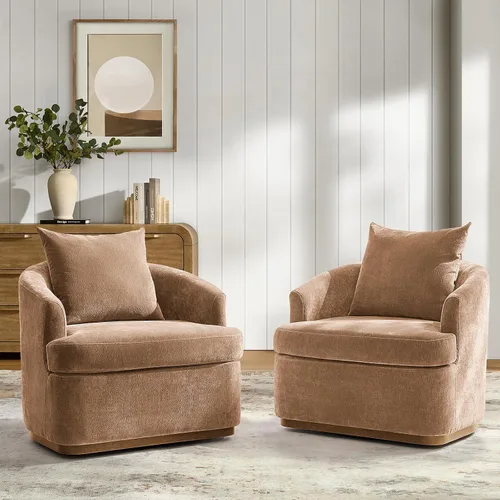 Vista 12 de HULALA HOME Silla giratoria moderna con base de madera maciza, óxido Herrumbre