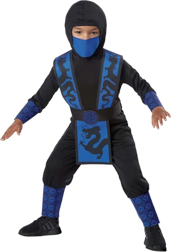 Vista 3 de Disfraz de Ninja Azul Regal para Niños Disfraces Ninja