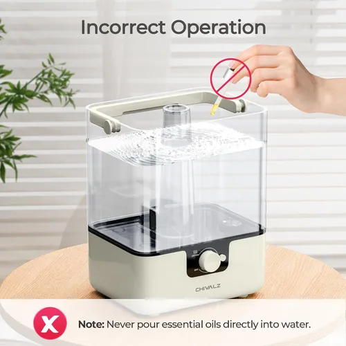 Vista 6 de CHIVALZ Humidificadores para dormitorio, humidificadores de niebla fría de 6 L para guardería, silenciosos de 26 dB, tiempo de funcionamiento de 50