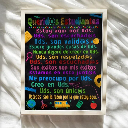 Vista 8 de Decoraciones para el aula, carteles motivacionales para niños latinos españoles en español, arte de pared para aula, suministros para profesores