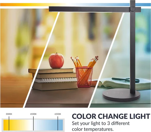 Vista 6 de Newhouse Lighting Adonis Lámpara de escritorio LED moderna de metal blanco regulable y ajustable con temperatura de color de bajo consumo