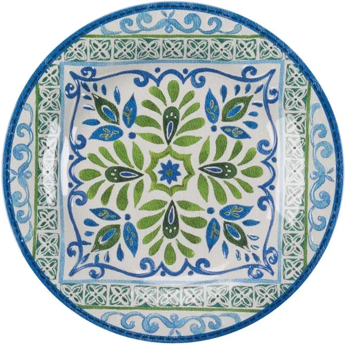 Vista 3 de Juego de vajilla de melamina de 12 piezas (azul y verde) - Adecuado para interiores y exteriores