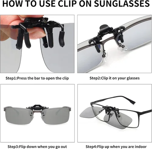 Vista 6 de JM Lentes de sol polarizados con clip sin marco para lentes graduados