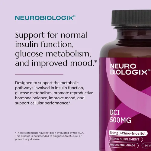 Vista 5 de Neurobiologix D-Chiro Inositol 500 MG, suplemento de inositol de alta potencia, equilibrio energético y hormonal para mujeres y hombres, apoya