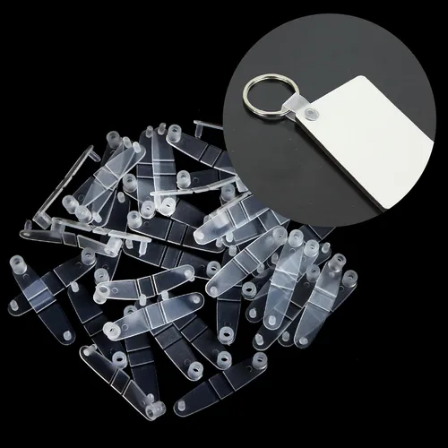 Vista 4 de 100 piezas de anillos de plástico para conector, pestañas planas para llavero a presión, botón de hebilla transparente para tarjetero, soporte
