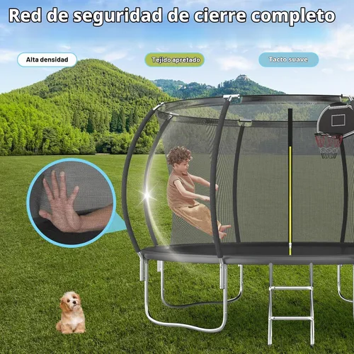 Vista 6 de Trampolín con red de 10 pies, 12 pies, 14 pies Negro-1