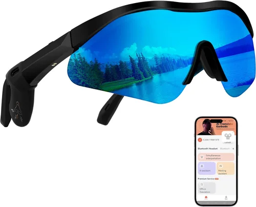 Vista 9 de AI Smart Sunglasses Bluetooth Translation App UV400 Viaje Conducción Pesca 160+ language support, open-ear audio, hands-free calling, voice