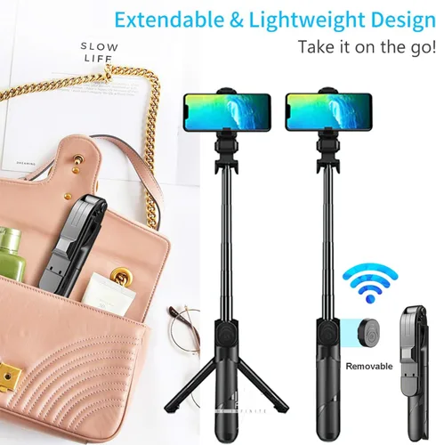 Vista 6 de Trípode para selfie stick con control remoto, soporte portátil Bluetooth para teléfono celular de viaje compatible con iPhone 14/13/12/11 Pro/XS