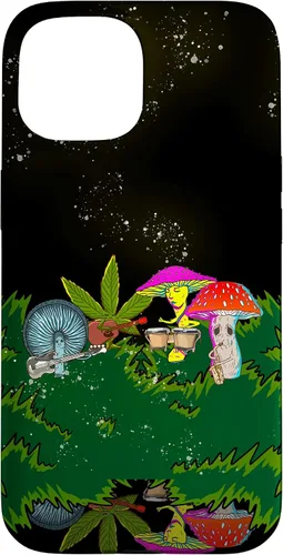Vista 6 de Jamming Mushrooms Weed - Carcasa para iPhone 17, diseño psicodélico de cannabis 420