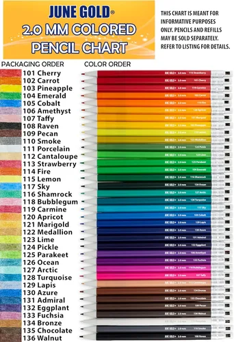 Vista 5 de June Gold repuesto de grafito resistente a quiebres con cómodo dispensador, Arcoiris (Rainbow) Grosor audaz para uso pesado, plomo resistente a
