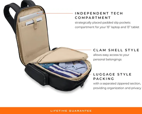 Vista 3 de Briggs & Riley Mochila Traveler, color negro, Negro
