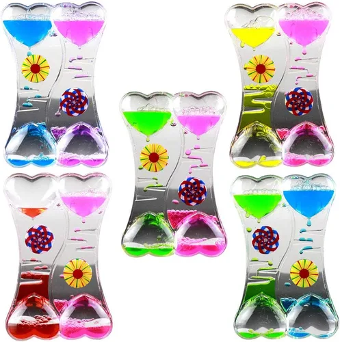 Vista 3 de MG554zy0 Doble Corazón Líquido Movimiento Burbuja de Goteo Aceite de Arena Reloj Temporizador Reloj de Juguete para Niños Regalo Doble Corazón