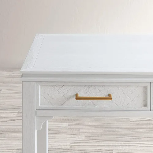 Vista 10 de Jofran Mid-Century - Escritorio moderno de madera de acacia con 3 cajones y puerto de carga USB, escritorio de computadora de 48 pulgadas para Blanc