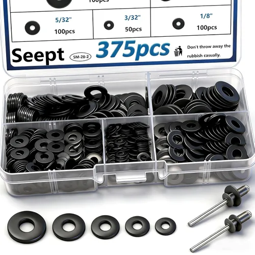 Vista 9 de 400 piezas de arandelas de remache pop de 1/8 pulg. negras para remaches pop de diámetro 1/8" de acero inoxidable 304, arandelas de remache pop