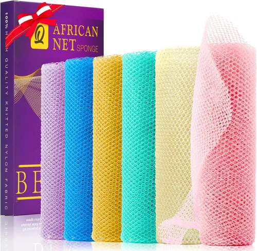 Vista 40 de UJFQBH African Net Sponge Authenti, exfoliante corporal para espalda y zonas de difícil acceso, exfoliante diario suave para limpieza profunda Gris