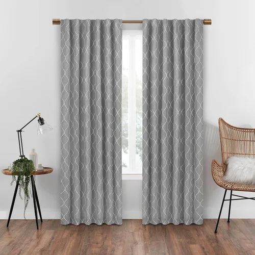 Vista 5 de Eclipse Absolute Zero Nora Geo - Cortinas opacas con aislamiento térmico y bolsillo para barra, para dormitorio, panel individual, 50 x 63 pulgadas
