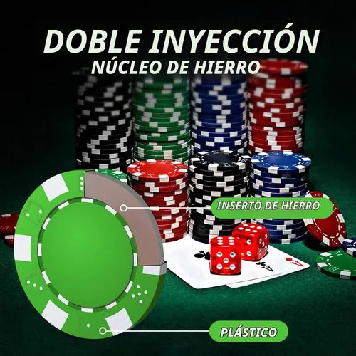 Vista 2 de Homwom Juego de póquer para viajar, 100 piezas, 5 colores, fichas de póquer profesionales en caja de regalo de cartón, fichas de póquer de casino