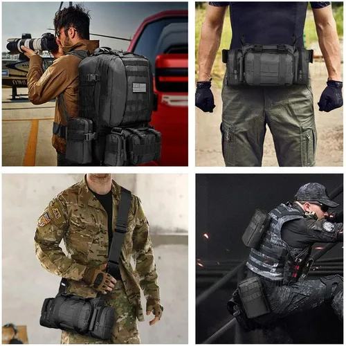 Vista 7 de CVLIFE Mochila táctica militar de asalto mochila Molle desmontable 01-negro con parche
