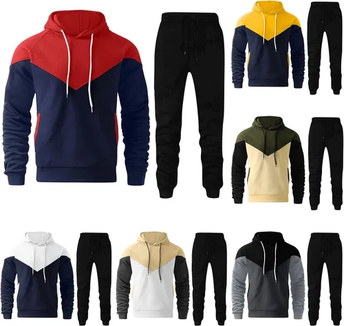 Vista 3 de Conjunto deportivo de 2 piezas con capucha para hombre, conjunto deportivo de manga larga con capucha