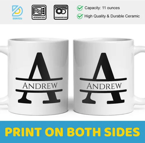 Vista 5 de Taza de café personalizada con monograma, letra inicial A personalizada para mujeres, hombres, niñas, niños, papás, mamás amigos, taza de café