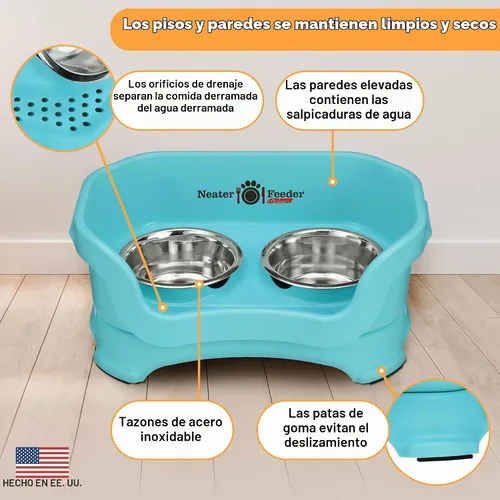 Vista 4 de Neater Pet Brands Neater Feeder Deluxe Cuencos para Perros Elevad os a Prueba de Derrames para Perros Pequeños Menos de 19 lbs, Fabricado en EE.UU.